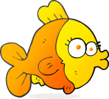 divertente mano disegnato cartone animato pesce png