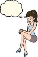 cartoon pretty woman with thought bubble png