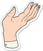 sticker van een tekenfilm Open hand- verheven palm omhoog png