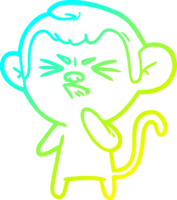 cold gradient line drawing of a cartoon angry monkey png