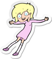 sticker of a cartoon crazy excited girl png