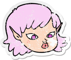 distressed sticker of a cartoon elf girl png