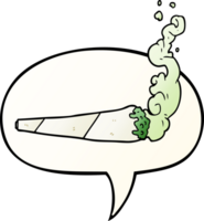 cartoon marijuiana joint with speech bubble in smooth gradient style png