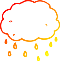 warm gradient line drawing of a cartoon rain cloud png