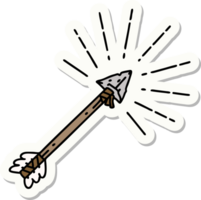 sticker of a tattoo style old flint tip arrow png