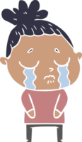 estilo de cor plana desenho animado mulher chorando png