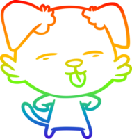 rainbow gradient line drawing of a cartoon dog sticking out tongue png