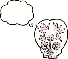 cartoon sugar skull with thought bubble png