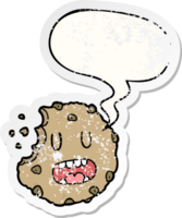 cartoon cookie with speech bubble distressed distressed old sticker png