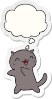 cartoon cat with thought bubble as a printed sticker png