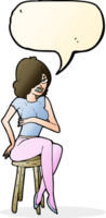 cartoon woman sitting on bar stool with speech bubble png