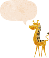 cartone animato giraffa con discorso bolla nel grunge afflitto retrò strutturato stile png