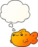 cartoon fish with thought bubble in smooth gradient style png