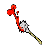 hand drawn cartoon bloody medieval mace png