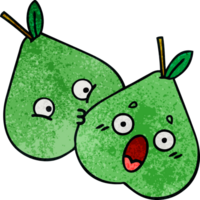 retro grunge texture cartoon of a green pear png