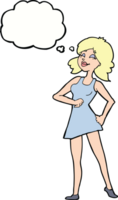 cartoon proud woman with thought bubble png