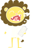 platt Färg stil tecknad serie rytande lejon läkare png