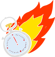 flat color illustration of flaming stop watch png