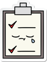 sticker of a cute cartoon check list png