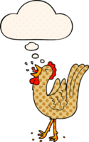 dessin animé chant jeune coq avec pensée bulle dans bande dessinée livre style png