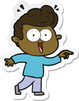 sticker of a cartoon excited man png