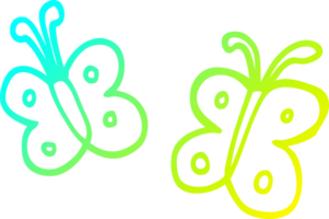 cold gradient line drawing of a cartoon butterfly png