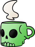 hand drawn gradient cartoon doodle of a skull mug png