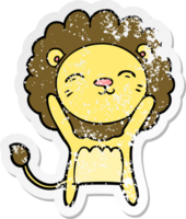 distressed sticker of a cartoon lion png