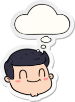 cartoon male face with thought bubble as a printed sticker png