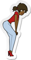 sticker van een cartoonvrouw die poseert png