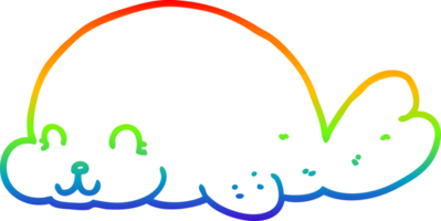 rainbow gradient line drawing of a cute cartoon seal png