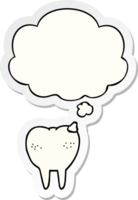 cartoon tooth with thought bubble as a printed sticker png