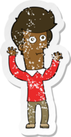 retro noodlijdende sticker van een cartoon geschokte man png