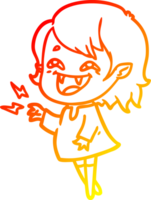 warm gradient line drawing of a cartoon laughing vampire girl png