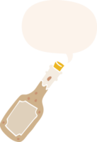 cartoon beer bottle with speech bubble in retro style png