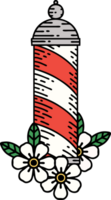 tattoo in traditional style of a barbers pole png