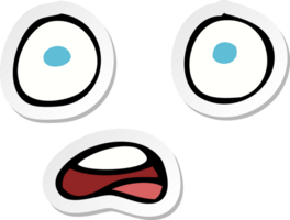 sticker of a shocked cartoon face png