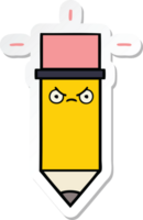 sticker of a cute cartoon pencil png