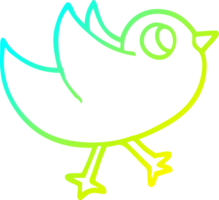 cold gradient line drawing of a cartoon bird flapping wings png