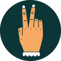 ikon av hand höjning två fingrar gest png