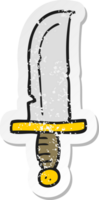 pegatina retro angustiada de un cuchillo de dibujos animados png