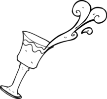 hand drawn black and white cartoon goblet of wine png