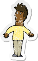 retro noodlijdende sticker van een cartoon verraste man png