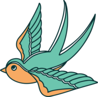 iconic tattoo style image of a swallow png