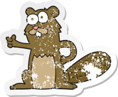 retro distressed sticker of a cartoon beaver png