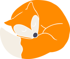 vlak kleur stijl tekenfilm slapen vos png