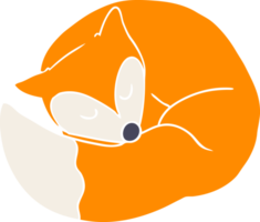flat color style cartoon sleeping fox png