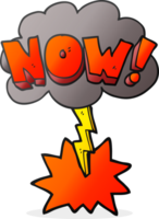 hand drawn cartoon now shout symbol with thundercloud png