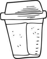 hand drawn black and white cartoon coffee png