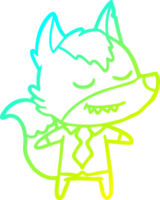 cold gradient line drawing of a friendly cartoon boss wolf png